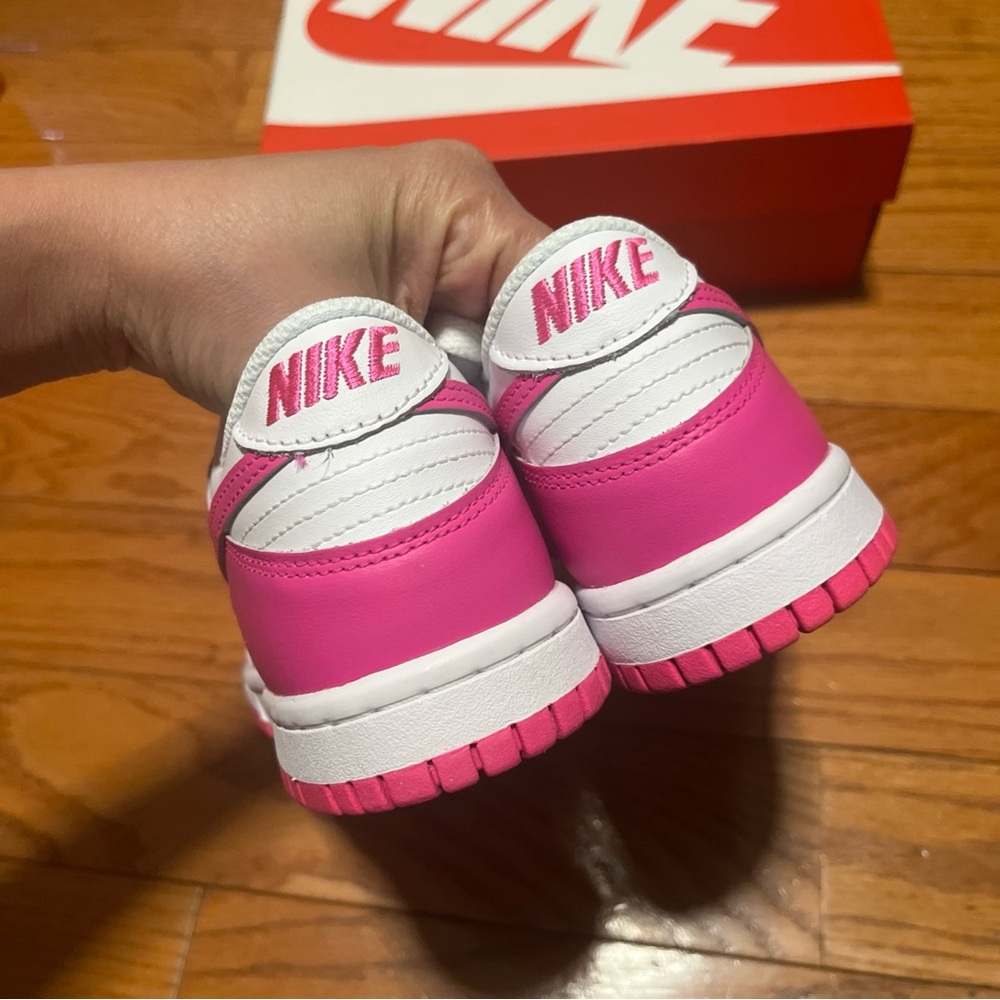 Nike Dunk Low Laser Fuchsia Pink GS Size FB9109-102 - Picture 3 of 5